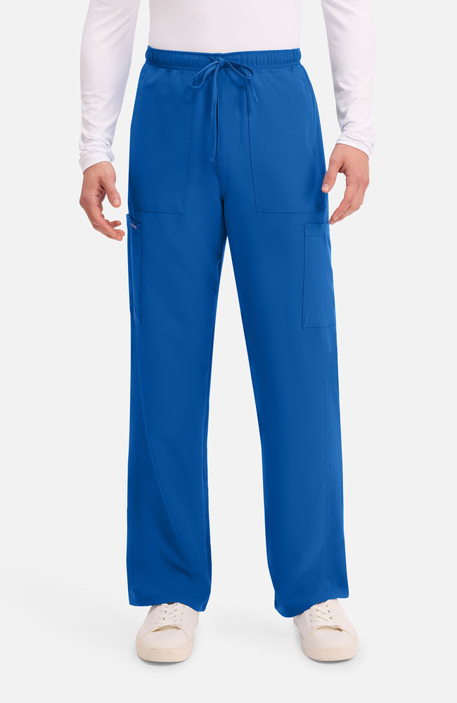 Men's Scrub Set: 3-Pocket V-Neck Scrub Top & Zip Fly Cargo Straight Leg Scrub Pant