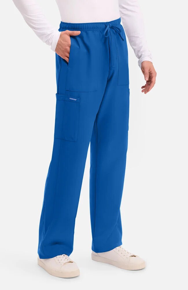 Men's Scrub Set: 3-Pocket V-Neck Scrub Top & Zip Fly Cargo Straight Leg Scrub Pant