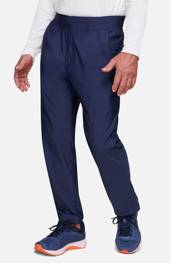 Men's Scrub Set: Mesh Panel Chest Pocket V-Neck Scrub Top & Tapered Scrub Pant