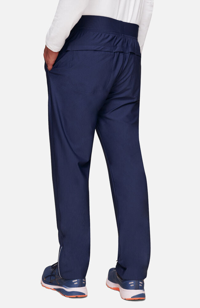 Men's Scrub Set: Mesh Panel Chest Pocket V-Neck Scrub Top & Tapered Scrub Pant