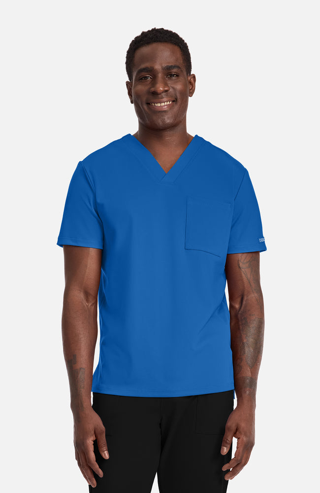 Men's Scrub Set: Tuck-In Chest Pocket V-Neck Scrub Top & 5-Pocket Straight Leg Scrub Pant