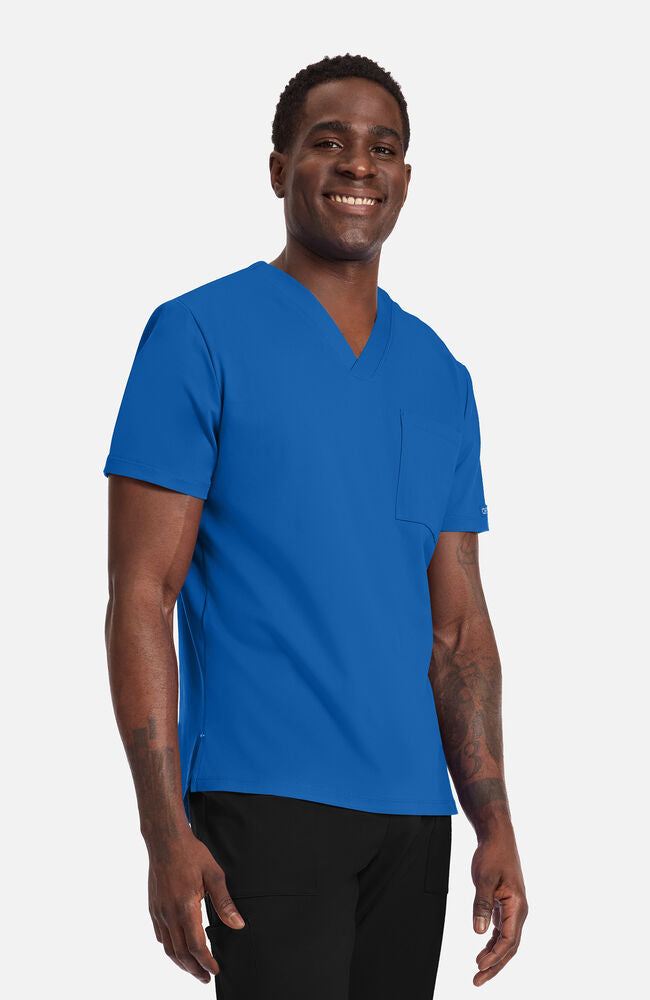 Men's Scrub Set: Tuck-In Chest Pocket V-Neck Scrub Top & 5-Pocket Straight Leg Scrub Pant