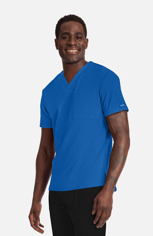 Men's Scrub Set: Tuck-In Chest Pocket V-Neck Scrub Top & 5-Pocket Straight Leg Scrub Pant