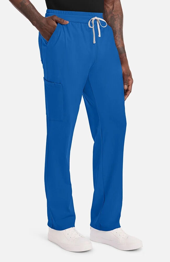 Men's Scrub Set: Tuck-In Chest Pocket V-Neck Scrub Top & 5-Pocket Straight Leg Scrub Pant