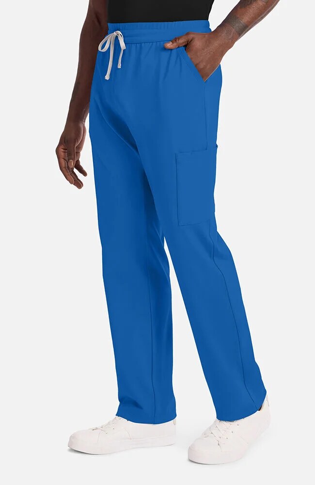 Men's Scrub Set: Tuck-In Chest Pocket V-Neck Scrub Top & 5-Pocket Straight Leg Scrub Pant