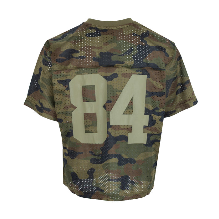 Youth mesh football jersey, camo print, 84 graphic on back, short sleeves