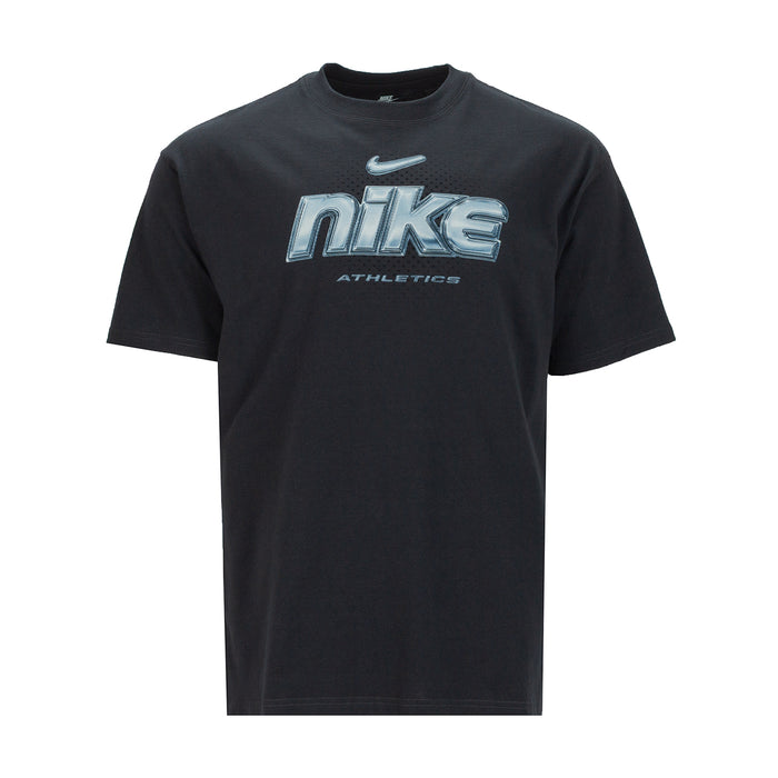 Men's Nike metallic graphic tee, black crewneck with Athletics logo