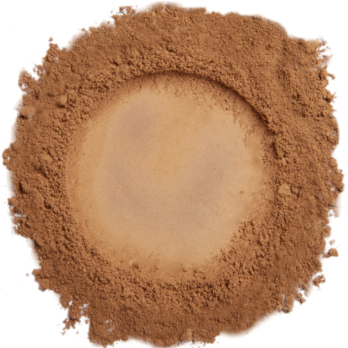 A close up swatch of Demure Dark mineral foundation