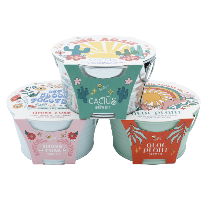 Mini Desert Grow Kit | Cactus, Aloe & Moss Rose (3 Pack)