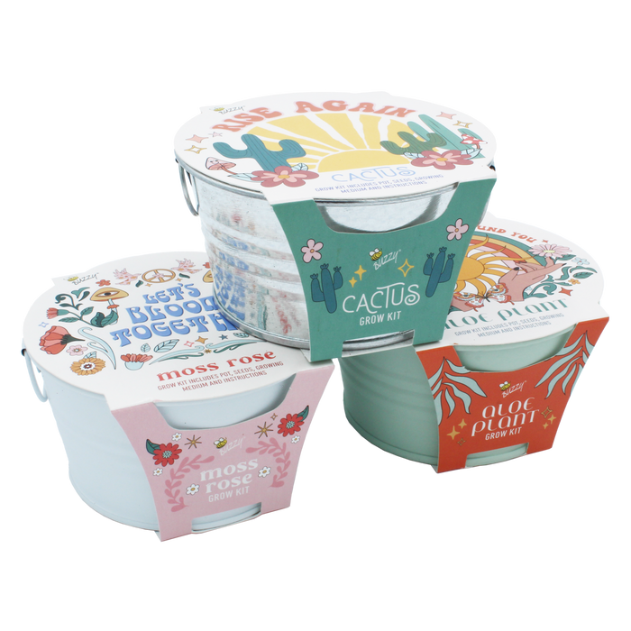 Mini Desert Grow Kit | Cactus, Aloe & Moss Rose (3 Pack)