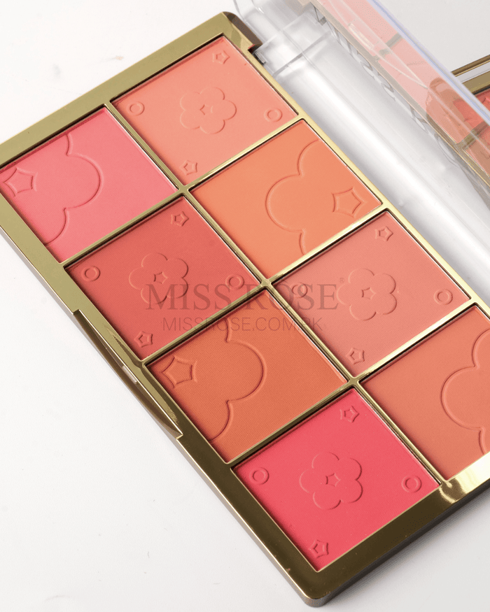 Miss Rose 8 Color Gold Brick Blush Palette - Miss Rose Com Pk