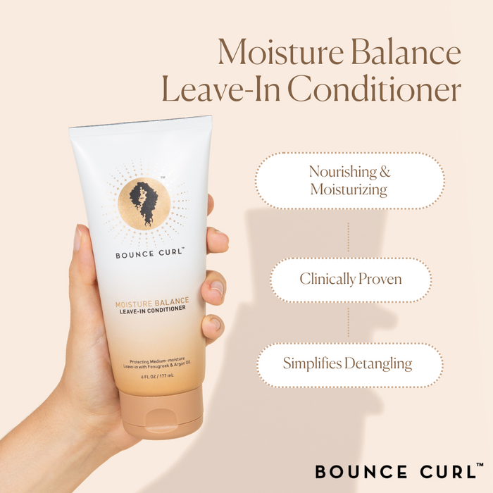 Bounce Curl ingredients list for a product, which further showcases our care for curly hair.