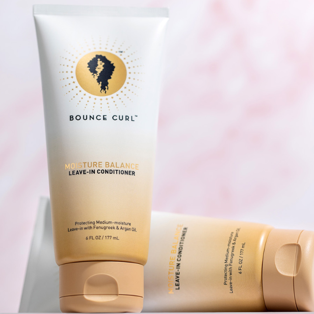 Bounce Curl Moisture Balance Leave-In Conditioner bottles next to each other