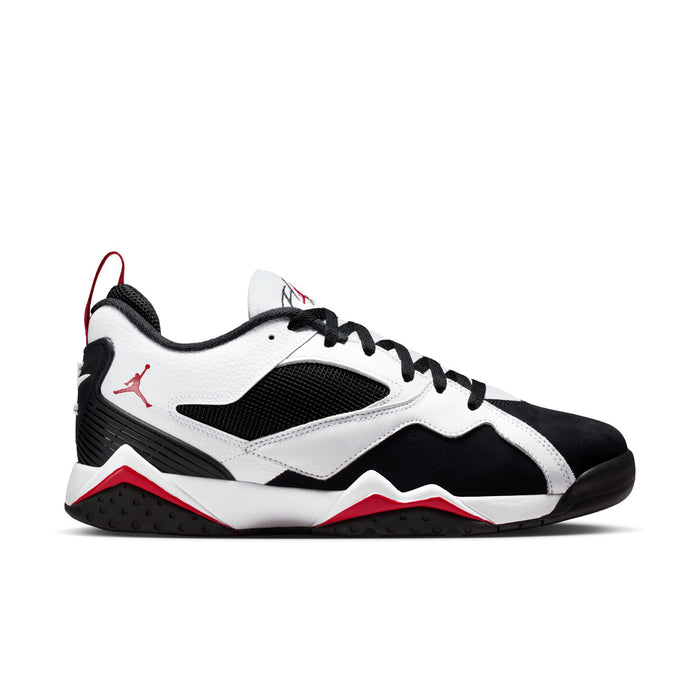 Men's basketball sneakers, white/black with red Jordan logo and lace-up
