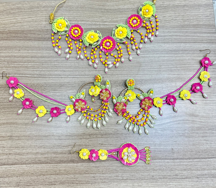 Neon Bloom Mehndi Beaded Jewellery Set