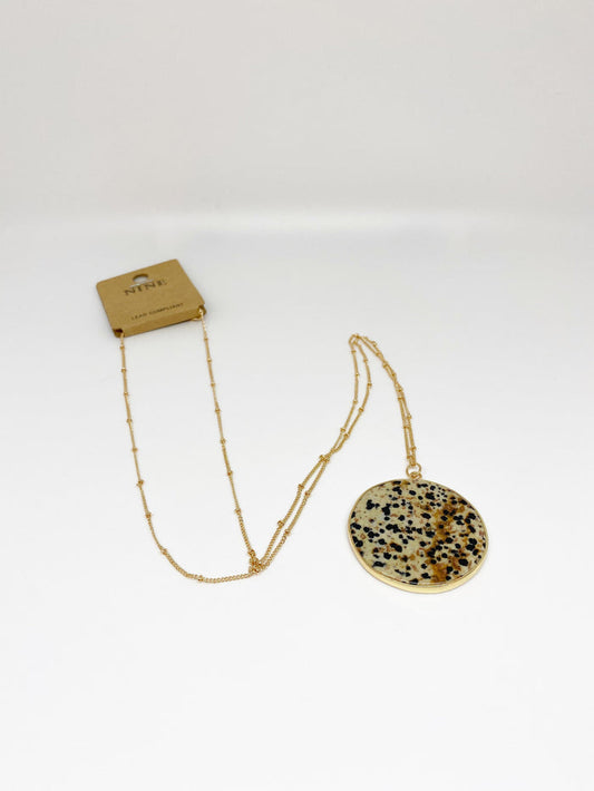 Nine Tan Circle Pendant Necklace