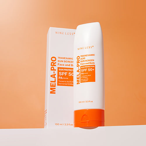 NINELESS mela pro tranexamic acid sunscreen face and body sun protection spf 50 + pa +++ واقي الشمس بالترانزاميك اسد من ناين ليس