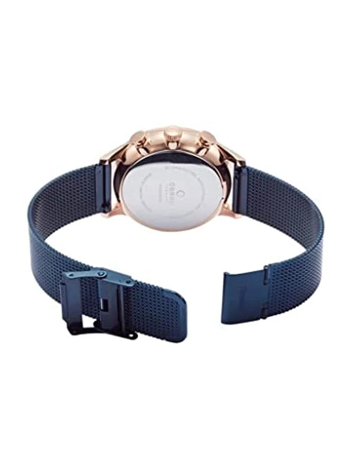 Obaku Round Blue Dial Analog Watch With Metal Strap - V196GUVLML