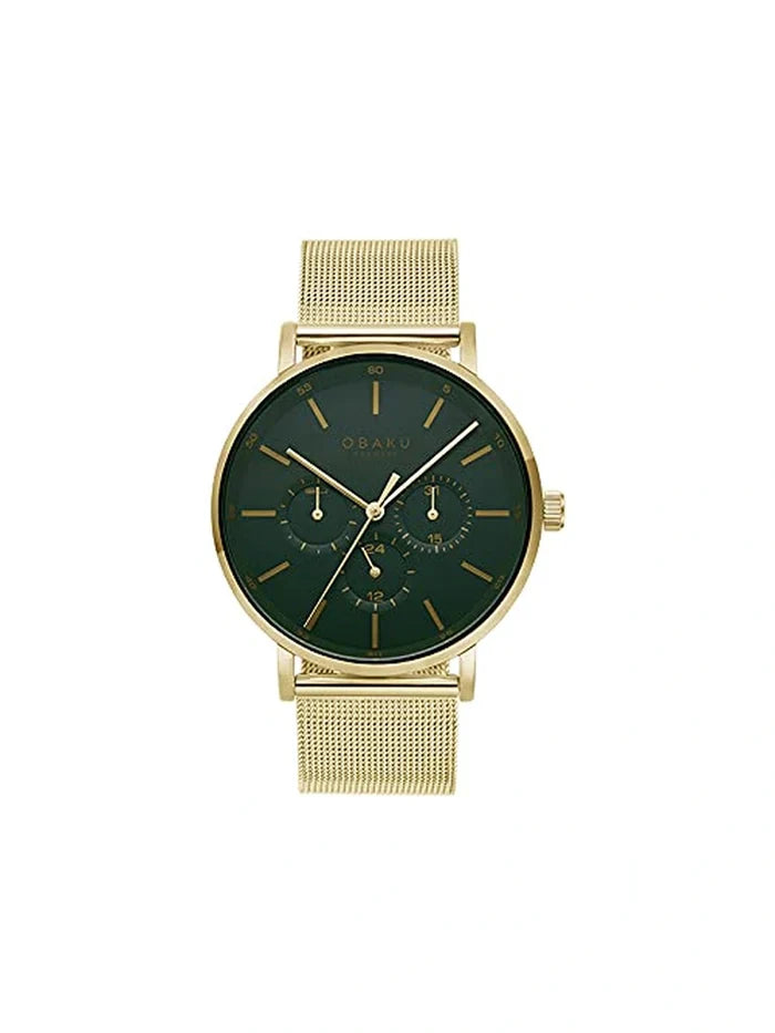 Obaku Round Green Dial Analog Watch With Metal Strap - V246GMGEMG