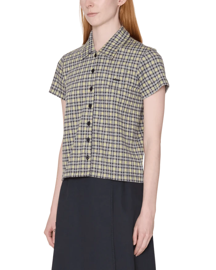 Obey - Lila Micro Check Polo SS - Yellow multi - Tops - 231090009YWMS
