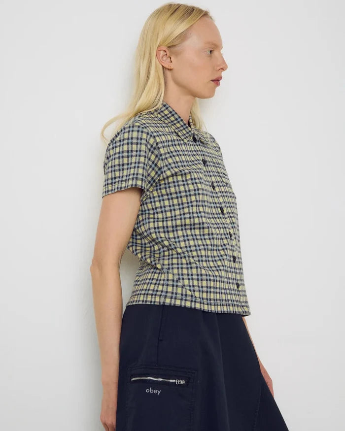 Obey - Lila Micro Check Polo SS - Yellow multi - Tops - 231090009YWMS