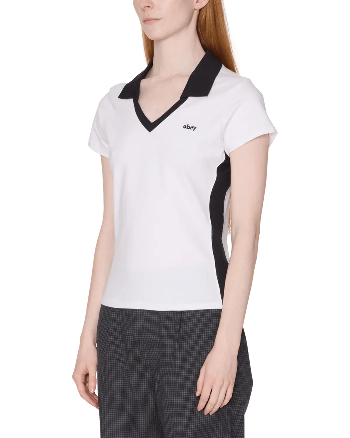 Obey - Meredith Collared SS Polo - White - Tops - 231090010WHTS
