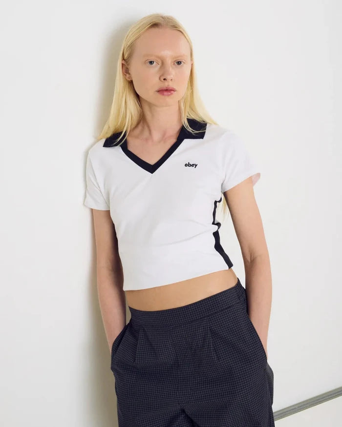 Obey - Meredith Collared SS Polo - White - Tops - 231090010WHTS