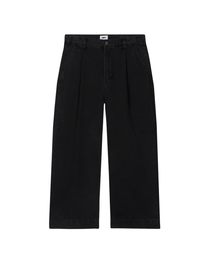 Obey - Oliver Denim Pleated Pant - Faded Black - Pantalons et Shorts - 142010108