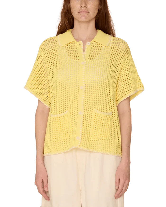 Obey - Pilar Crochet SS Cardigan - Yellow Pear - Jupes et Pantalons - 411550127