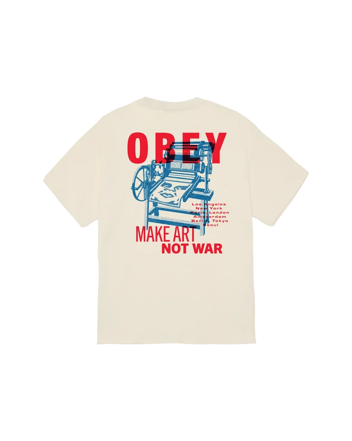 Obey - Printing Press Make Art T-shirt - Cream - T-shirts - 165264061