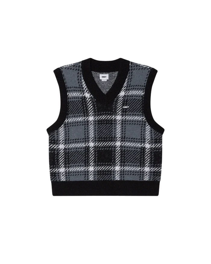 Obey – Obey avon plaid vest – Cold black multi - Pulls et Sweats - 151000117CDBS