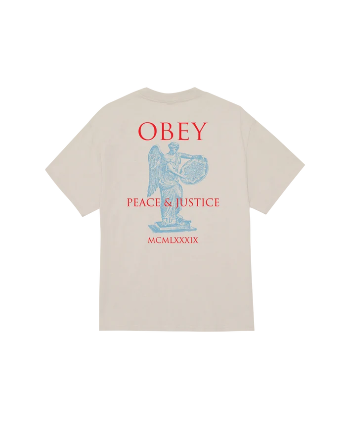 Obey – Obey peace & justice statue T-shirt – Silver grey - T-shirts - 165264238SIGS