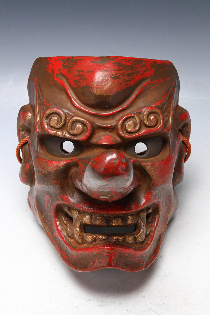 Old Japanese Paper Clay NOH MASK -Tengu- Braggart Very Rare Product