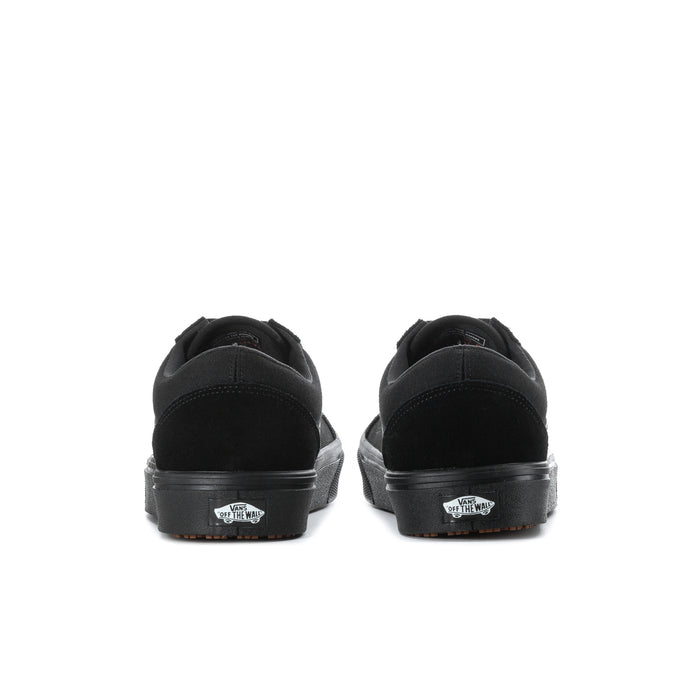 Men's black sneaker heel view with cushioned collar and grippy sole tread