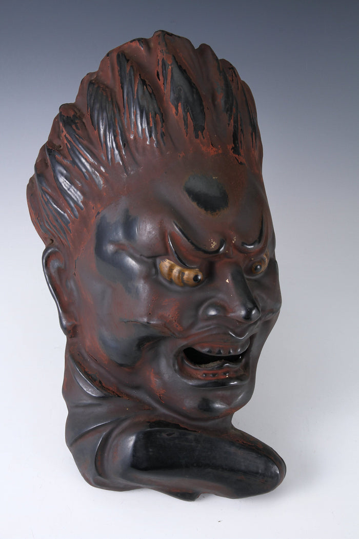 Old Vintage Beautiful Plaster Buddhism Mask -Nio- Early Showa Period