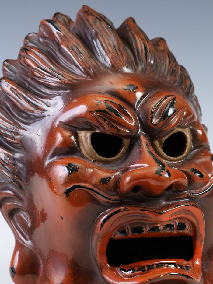 Old Vintage Ceramic Buddhism Mask Plaque -Basarah Warrior- Showa Product Tsushima