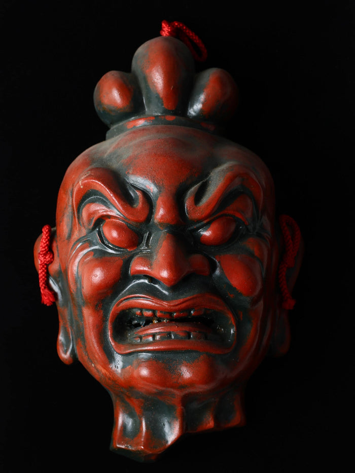 Old Vintage Ceramic Buddhism Mask Plaque -Nio- Kunisaki Showa Product Tsushima