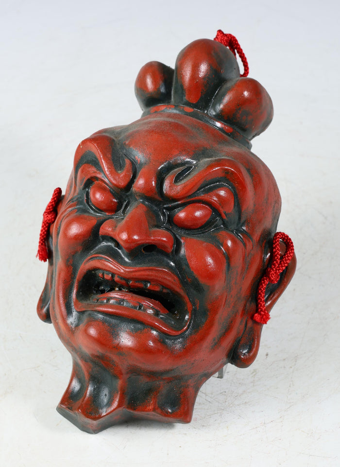 Old Vintage Ceramic Buddhism Mask Plaque -Nio- Kunisaki Showa Product Tsushima