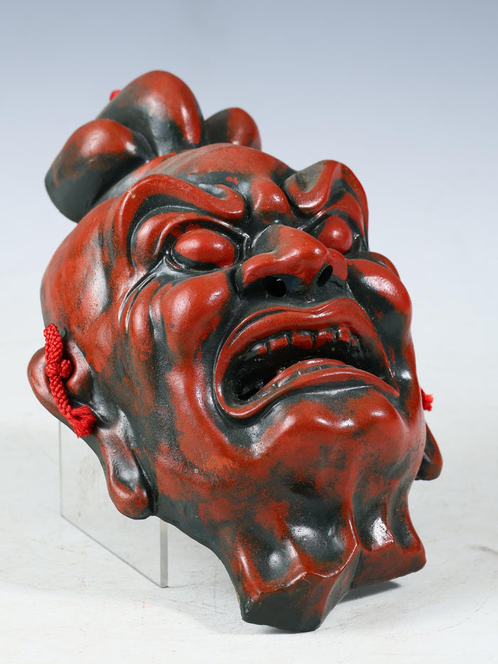 Old Vintage Ceramic Buddhism Mask Plaque -Nio- Kunisaki Showa Product Tsushima