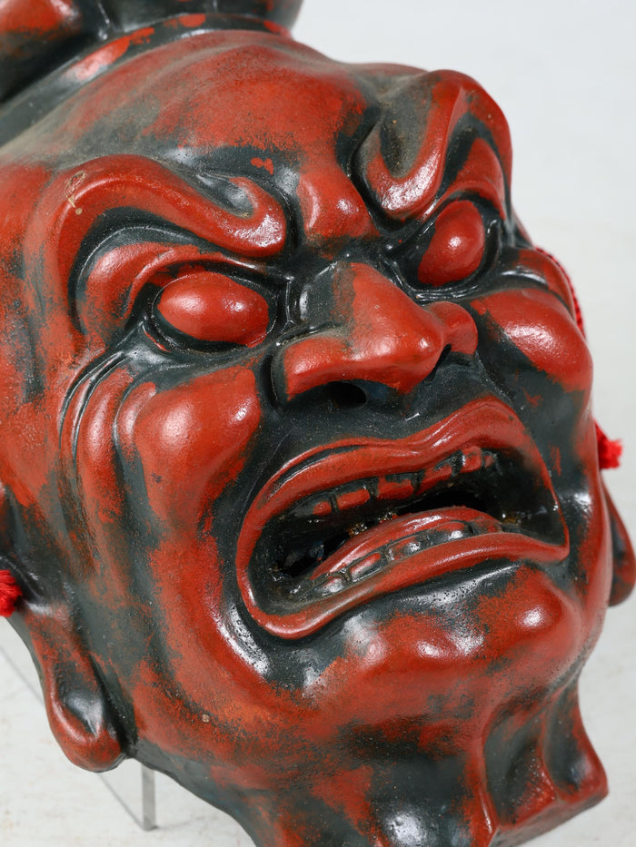 Old Vintage Ceramic Buddhism Mask Plaque -Nio- Kunisaki Showa Product Tsushima