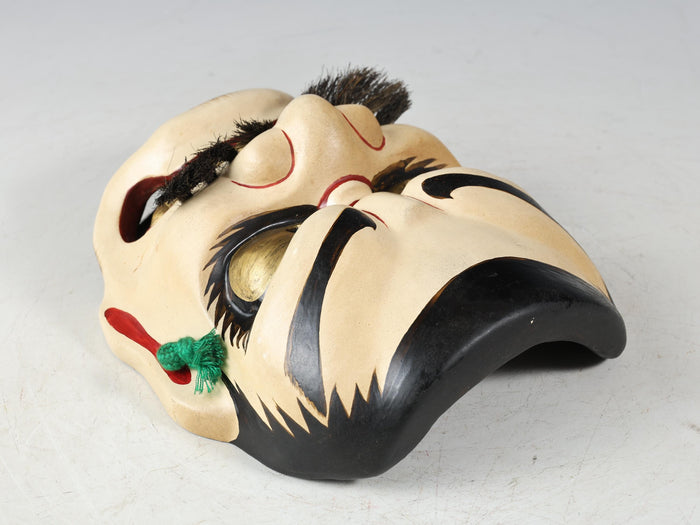 Old Vintage Ceramic Noh Kagura Mask Plaque -Susanoo- Showa Product