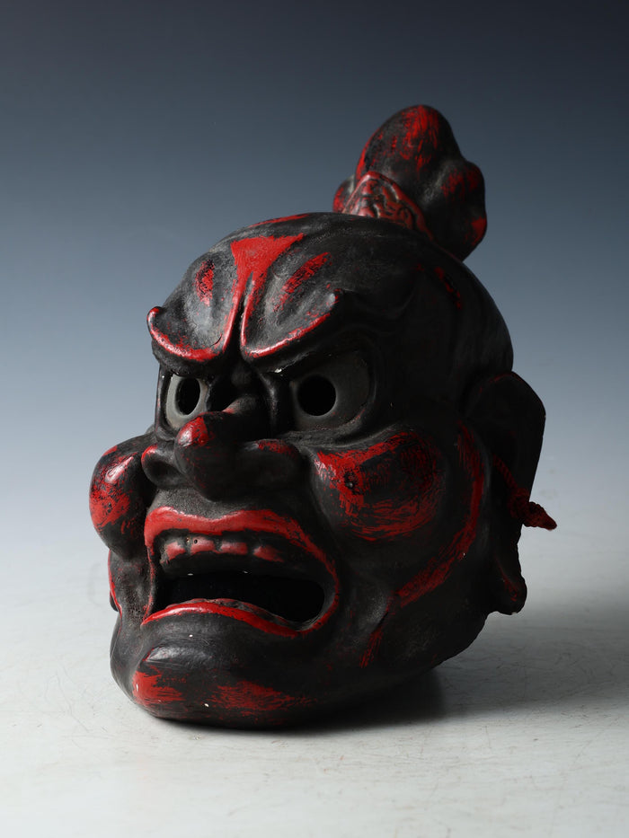 Old Vintage Japanese Paper Clay NOH MASK -Nio Guardians- Rare Product