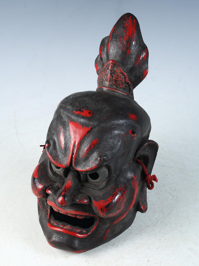 Old Vintage Japanese Paper Clay NOH MASK -Nio Guardians- Rare Product