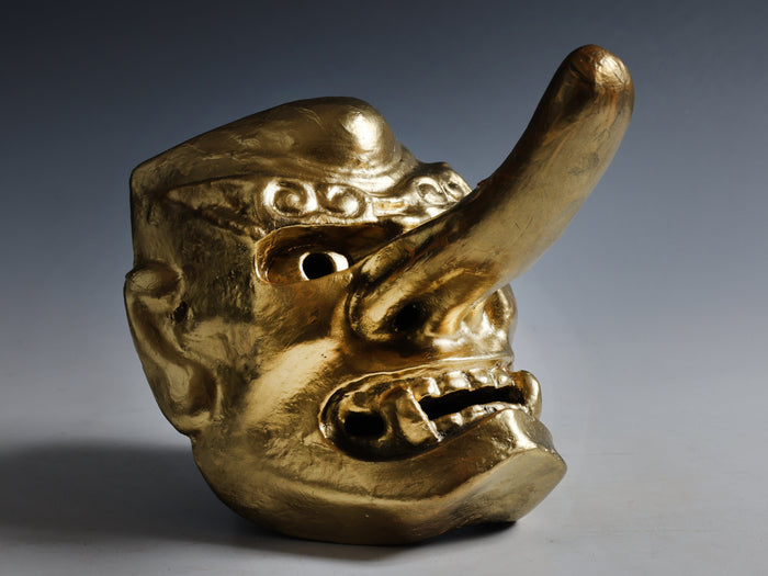 Old Vintage Japanese Paper Clay NOH MASK -Tengu- Braggart Showa Era Product