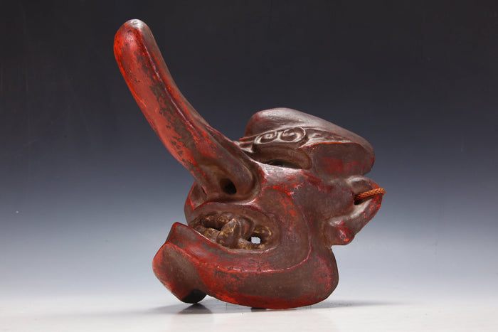 Old Vintage Japanese Paper Clay NOH MASK -Tengu- Braggart Very Rare Product