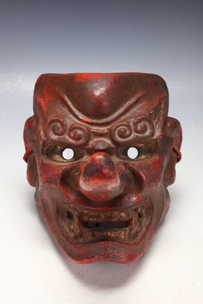 Old Vintage Japanese Paper Clay NOH MASK -Tengu- Braggart Very Rare Product