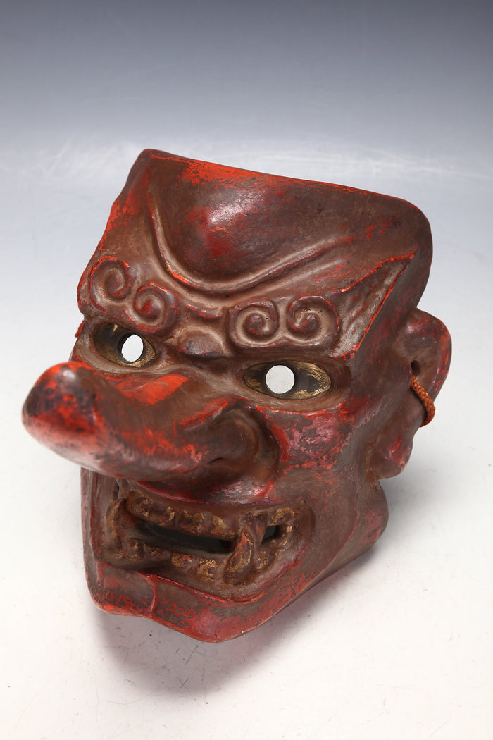 Old Vintage Japanese Paper Clay NOH MASK -Tengu- Braggart Very Rare Product