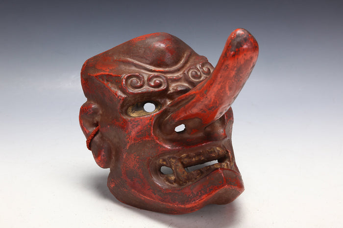 Old Vintage Japanese Paper Clay NOH MASK -Tengu- Braggart Very Rare Product