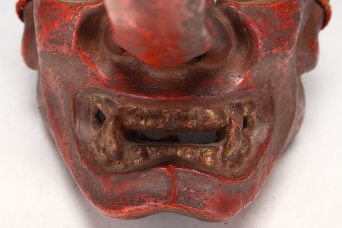 Old Vintage Japanese Paper Clay NOH MASK -Tengu- Braggart Very Rare Product