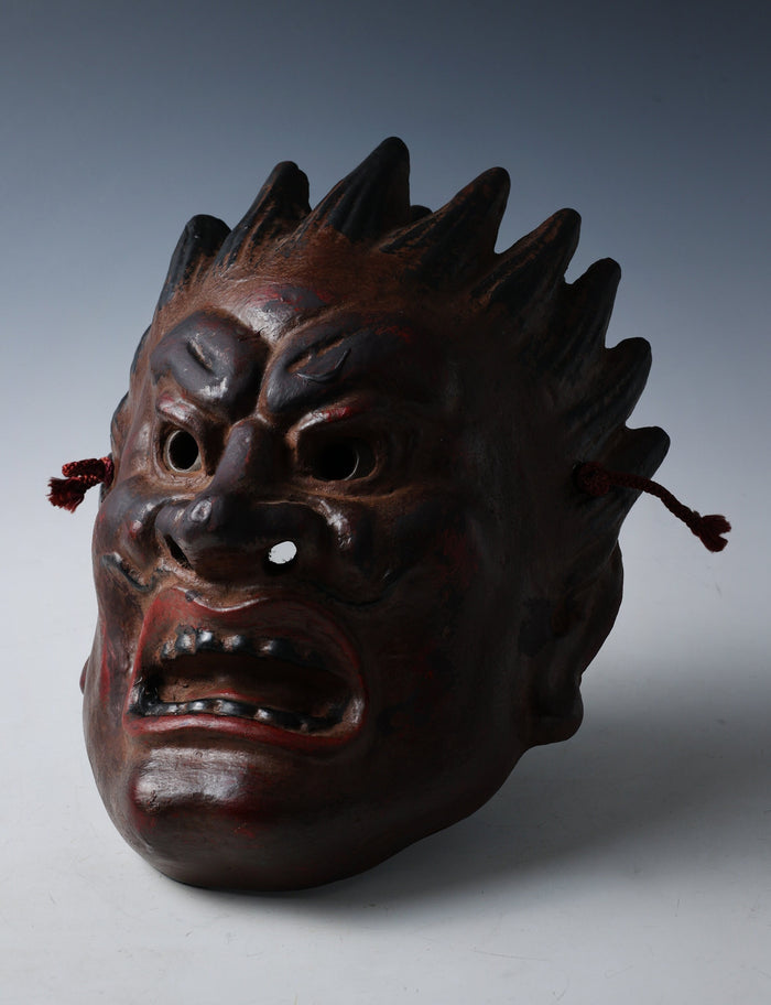 Old Vintage Plaster Buddhism Mask Plaque -Basarah Warrior- Showa Product Tsushima
